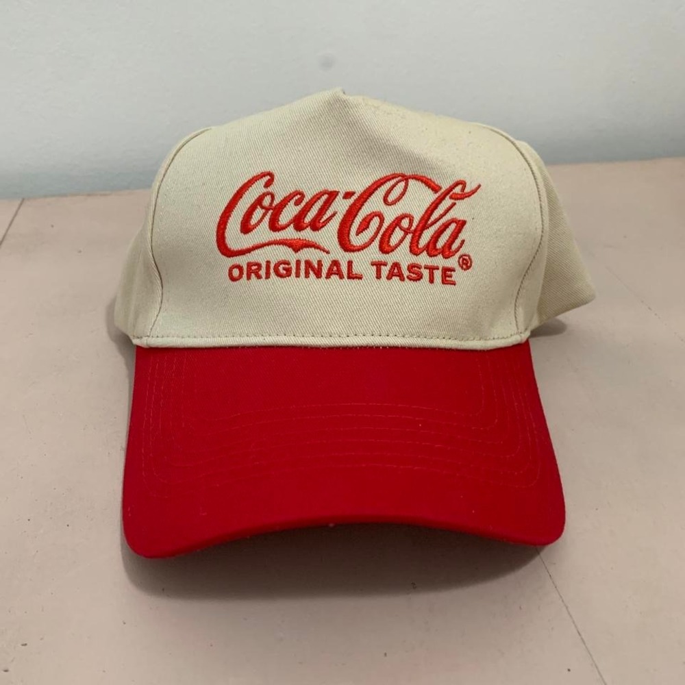 Coca-Cola red and tan baseball cap